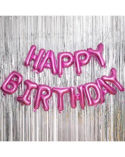 Надпись Happy Birthday Розовый 41см